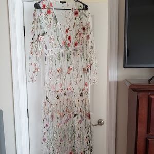 Floral See Through Embroidery Dress